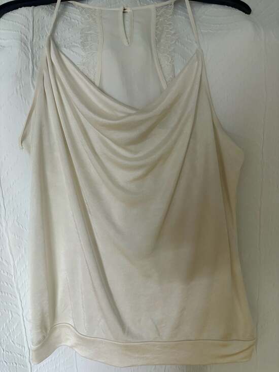 Express Tops - Express Cowl Neck Cami Size M Ivory Satin Lace Back